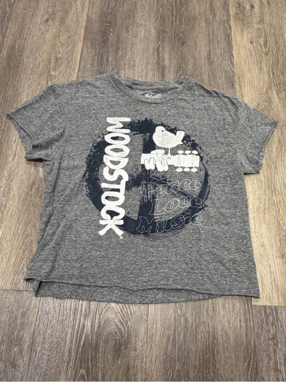 Original Retro Brand Gray Woodstock Kids Graphic Tee - White Navy Print